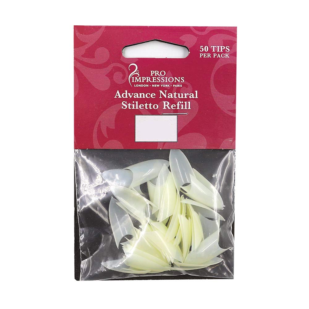 Pro Impressions Advance Natural Stiletto 50 Nail Tips, Size 3
