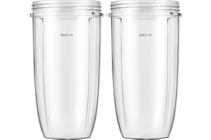 MEET JUICE Blender Replacement Cups for Nutribullet Blender, 32oz Cups Compatible with Nutri Bullet 600W/900W Blenders (2-Pack)