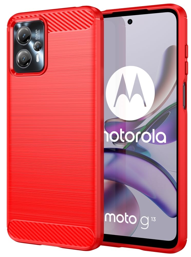 Folmecket Motorola Moto G13, Moto G23 Case, Shock-Absorption Flexible TPU Rubber Protective Cell Phone Cover for Moto G13/G23 Case 6.5" Red