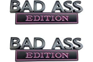 QYZZRS 2 PCS Bad Ass Edition Emblem,Bad Ass Car Funny Decal 3D Raised Letters Bumper Interesting Metal Sticker,for Universal Vehicle,Truck,RV,SUV,car Door,Fender Decoration,Trunk,Motorcycle(Black Purple)