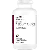 Bariatric Advantage Calcium Citrate Chewable 500 mg - for Bariatric Surgery Patients - High-Potency, Easy-Digest Tablets - Calcium Citrate - Bone Strength Supplements* - 90 Count - Wild Cherry