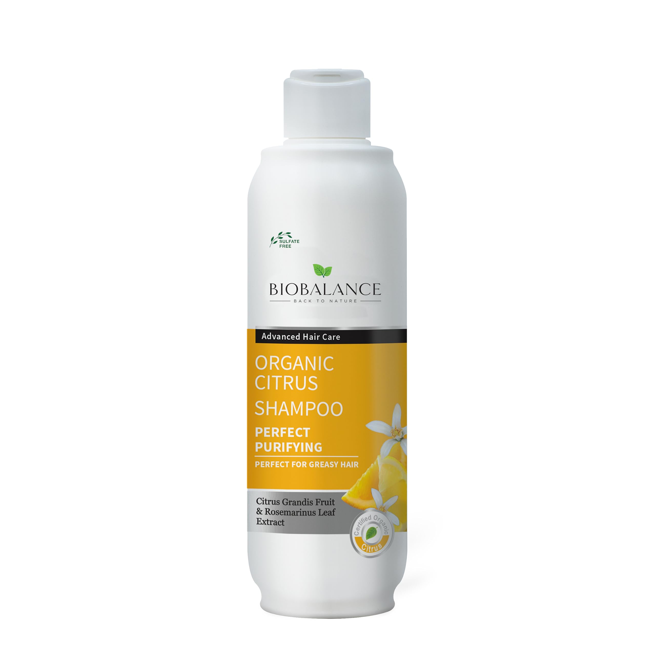 BioBalance Organic Citrus Shampoo | 330ml | Shampoo for Greasy Hair | Oily Hair | Citrus Shampoo | Anti Dandruff | Sulphate Free | Natural