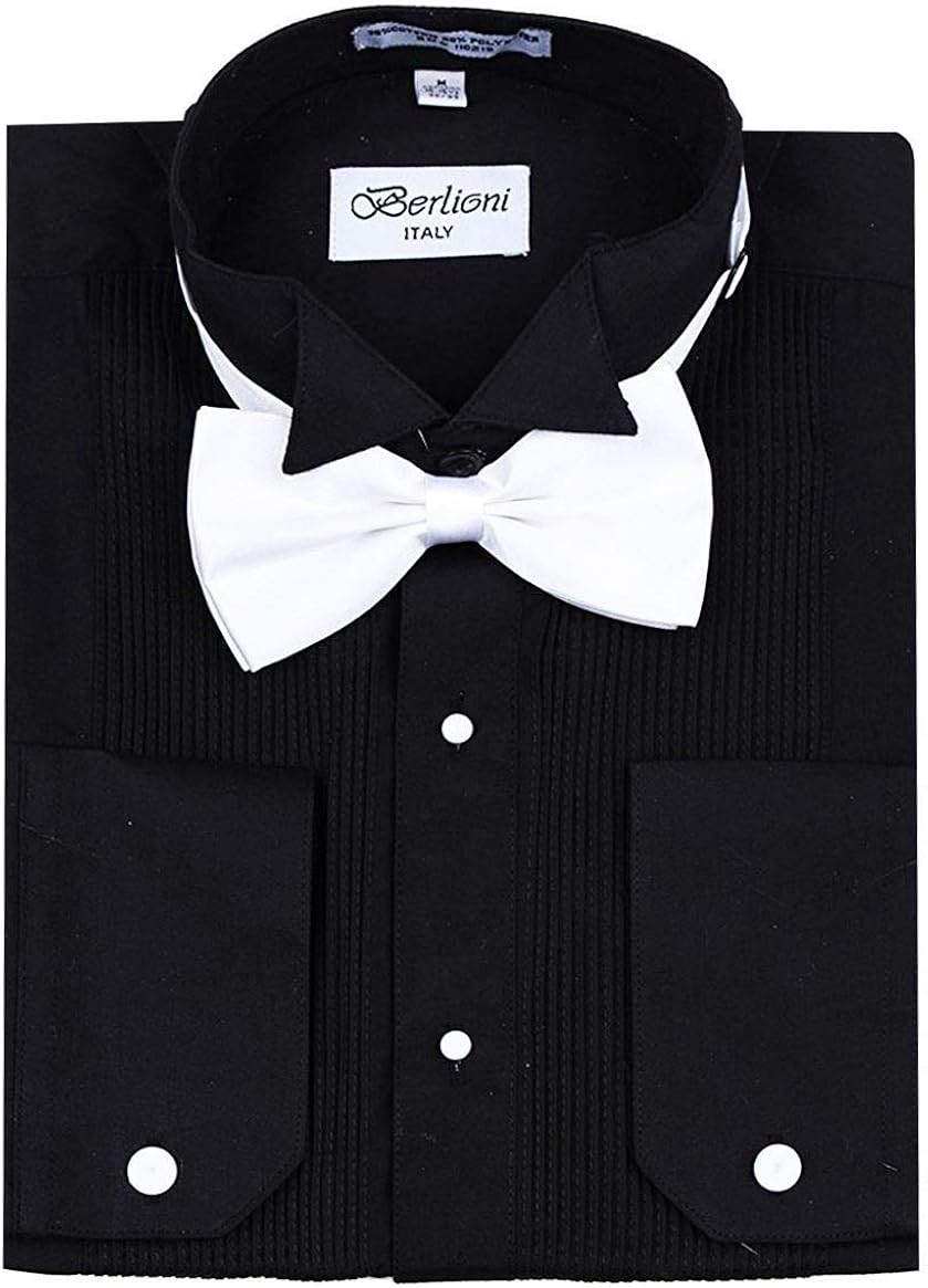 black wing collar shirt