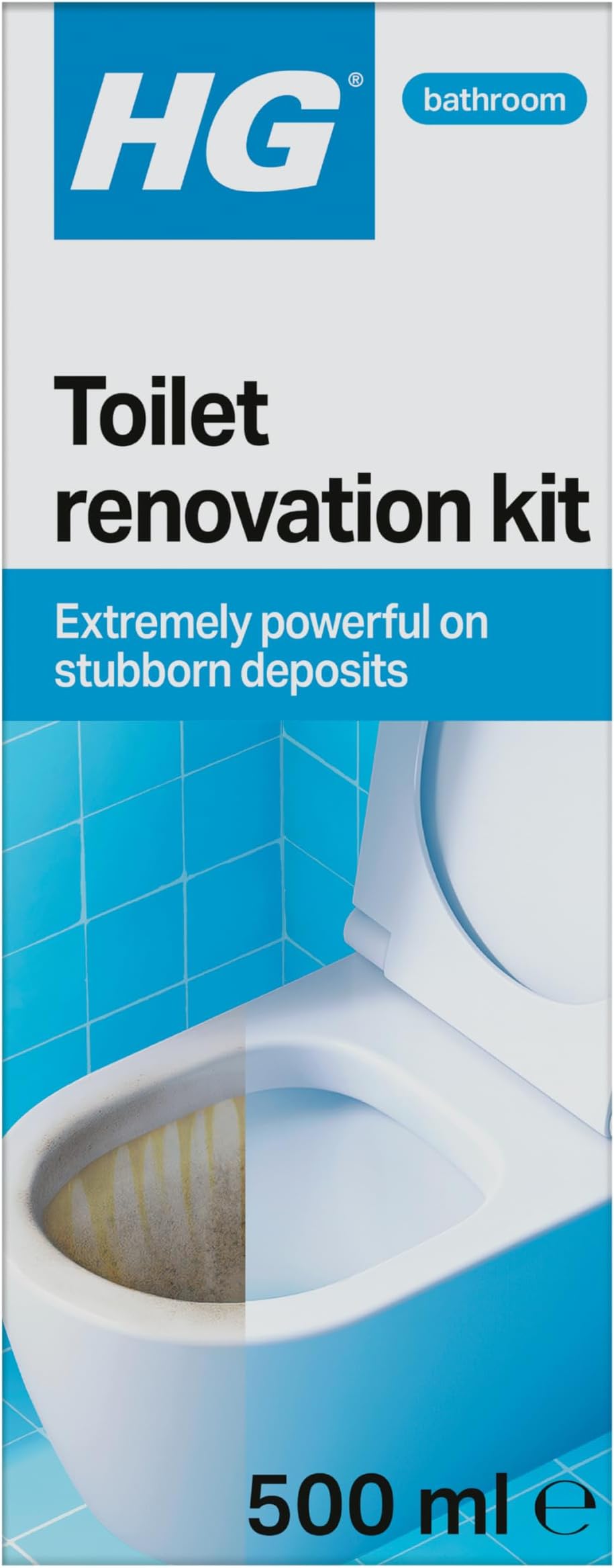 HG Toilet Renovation Kit 500ml Cleaner Scrubber Gloves for Deep Clean
