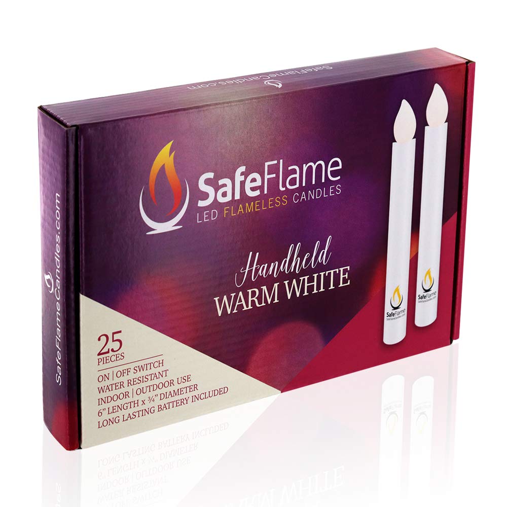 Photo 1 of True Flicker SafeFlame Hand Held LED Candles - Batteries Included - Easy On/Off Switch - Safe Flame for Candlelight Service (Box of 25) (Warm White)