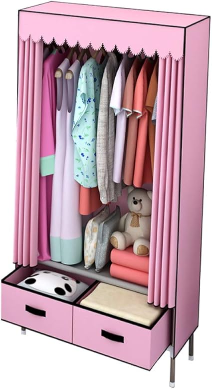Alyr Armoire En Tissu Cabine Portable Dressing Penderie Toile Armoire Tissu Intisse Garde Robe Armoire De Rangement Penderie De Vetement Avec Porte Manteaux Penderies Repliables Pink Amazon Fr Cuisine Maison