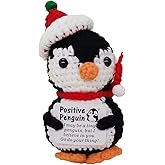 qyqkfly Inspirational Crochet Positive Mini Penguin Handmade Crochet Animals Emotional Encouragement Funny Gift for Women Men Birthday Easter Valentine Stuffer Gifts for Christmas