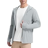 baleaf Men's UPF 50+ Full Zip Light Jacket Hooded Long Sleeve Cooling Shirt with Pocket Hiking Fishing Outdoor Performance
