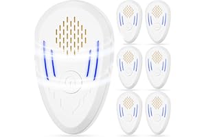 BUZZKICK Ultrasonic Pest Repellent Indoor 6 Packs, Ultrasonic Repellent for Rodent, Mouse, Mice, Bugs, Spider, Mosquito, Roach, Electronic Plug in Pest Control, Cockroach Killer, Ant Traps, with Button, Home