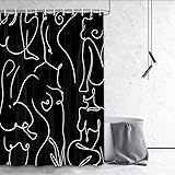 Nude Adults Shower Curtain, Black and White