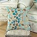 CaliTime Throw Pillow Covers Luxury Chenille Cute Leaves Decorative Cushion Case Shell for Couch Sofa Home 20 X 20 Inches Ecru Teal