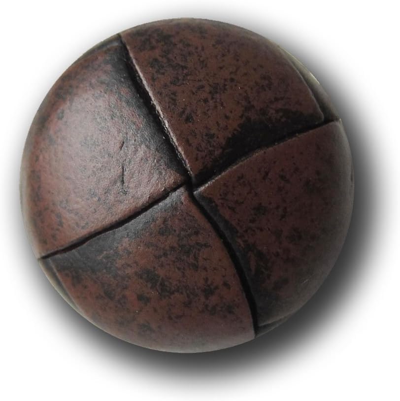 Knopfparadies Sewing Buttons - Set of 10 Classic Genuine Leather Buttons in Dark Brown, Timeless Design, Natural Material - Colour: Dark Brown / Black, Ø approx. 15mm