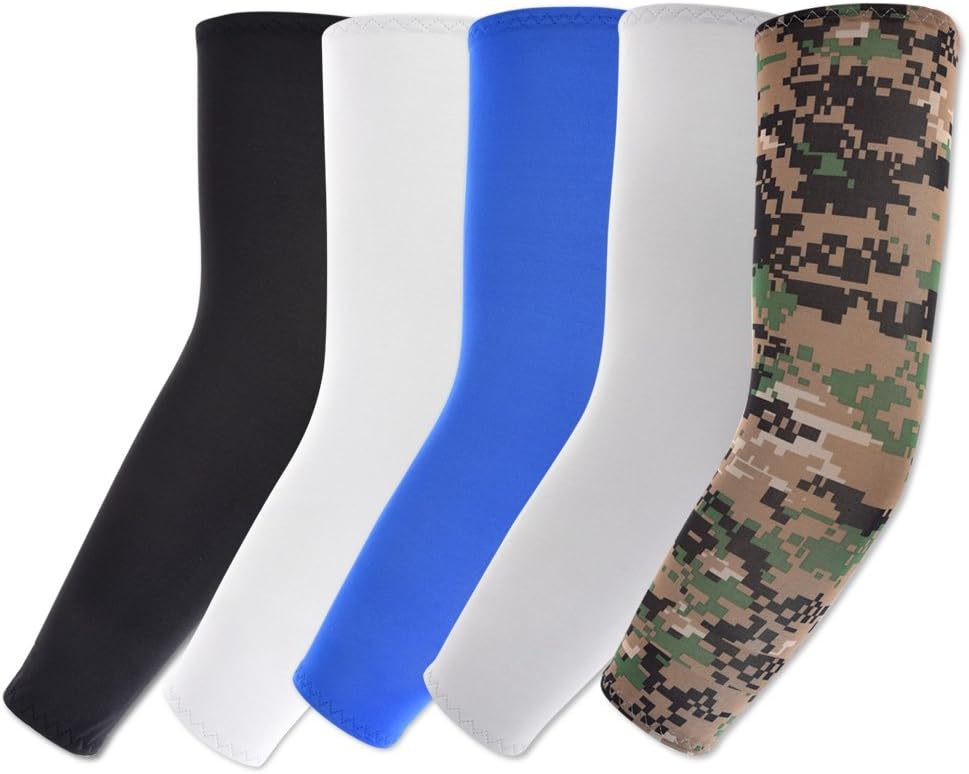 5 pairs Arm Sleeves Athletic Sport Sun Block Warmer or Cooler Biking Hiking Cycling