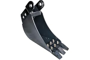 Titan Attachments 8" Fronthoe Bucket Fits Mini Skid Steer Fronthoe Backhoe Excavator, Bolt-on Forged Carbon Steel Teeth, Drainage Holes