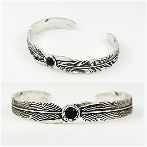 Amazon Co Jp オニキス フェザー バングル ブレスレット メンズ ジュエリー ブランド Roen Black ロエン ブラック オニキス ジュエリー