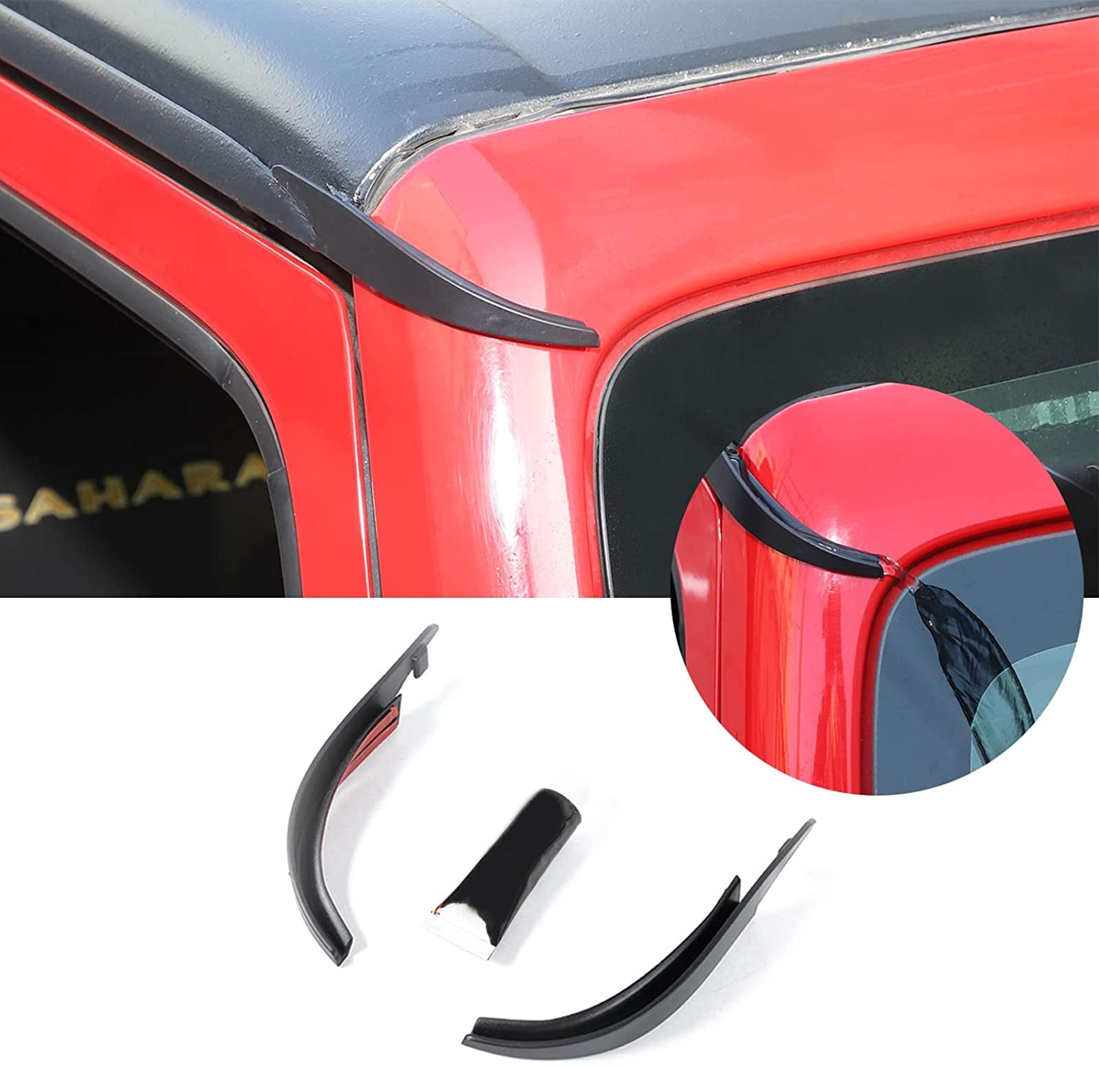 Photo 1 of RT-TCZ Hard-Top Roof Rainwater Guard Diverters Channel Slot Gutter Extension Accessories for 2007-2017 Jeep Wrangler JK JKU 2 Door 4 Door, 2PCS