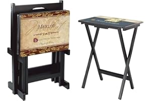Cape Craftsmen Rustic Wine TV Dinner Tray | Set of 4 | Foldable with Stand | Easy Storage Decorative Serving Tables for Home Activities