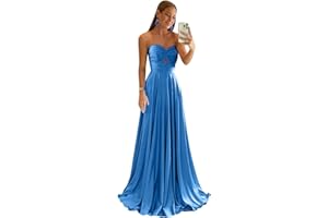 Bddhkw Satin Bridesmaid Dresses for Women Long Prom Dress 2025 Sweetheart Wedding Guest Dress Long Formal Evening Gown KF060