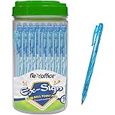 FLEXOFFICE Ballpoint Pens, Blue Ink, 0.5mm Fine Point, 50 Count Pack, Quick Smooth Writing, Ball point Pens, for School, Office Supplies (FO-09-Blue)