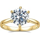 Aurora & Fiori Engagement Ring for Women, Women's CZ Round Solitaire Ring with 18K Yellow/White Gold Plated, Engagement Wedding Band Jewelry for Women 1/2/3/4CT