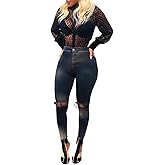 Angsuttc Women's Button Down Shirt Polka Dots Sheer See Through Long Sleeve Blouse