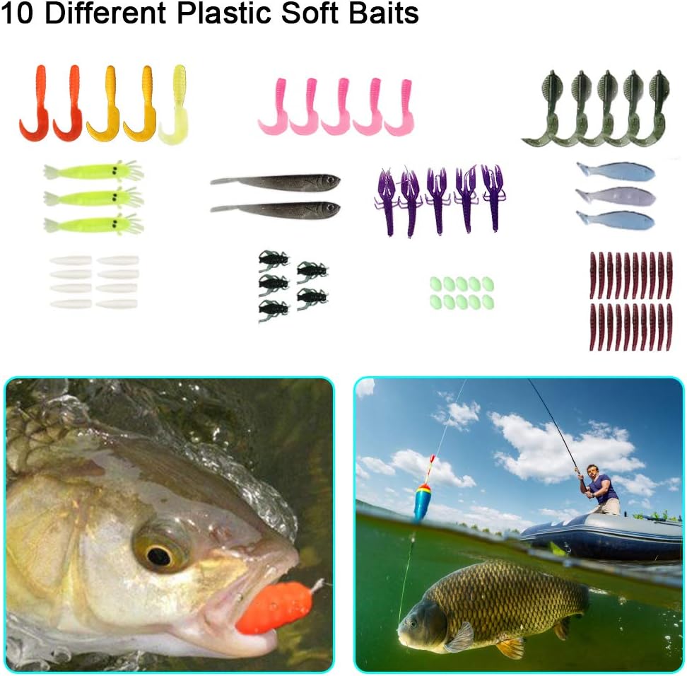 Forlovv Fishing Lures Kit Set, Fishing Artificial Bait Spinnerbaits, Plastic Worms Lures, More Fishing Gear Lures Kit Set, Salt Water Fishing Lure Tackle, Soft Fishing Lures Topwater Lures : Sports & Outdoors