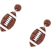 1 Pair Acrylic Football Earrings, Sparkle Rugby Soccer Hand-made Ear Pendant, Sports Ball Theme Dangle Drop Earrings, Creative Exaggerated Ear Decors for Party Festival Women Jewelry