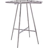 Econoco 42-Inch Folding Round Garment Rack, Adjustable 46–66″ Height Retail Display, Chrome Finish