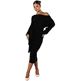 Petal & Pup Womens Prancer Off Shoulder Midi Dress - Black