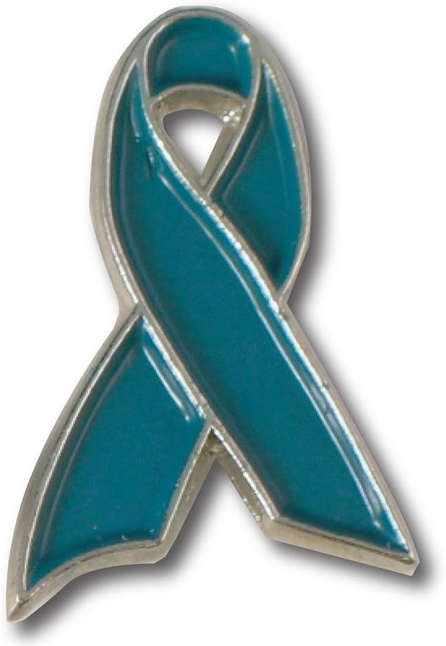 STOCKPINSOvarian Cancer Awareness Pin by StockPins โ Teal Ribbon Pin for Sexual Assault and Ovarian Cancer Support, Handcrafted Lapel Pin for Survivors and Fighters