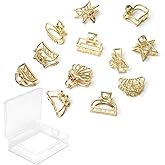 12Pcs Small Metal Hair Clips for Girls and Women - Gold Claw Clips, Non-slip Flower Clips for Thin Hair, Strong Hold Mini Accessorie (Gold)