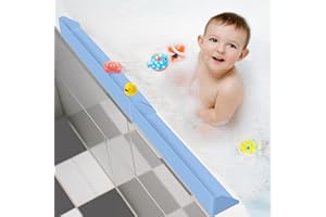 Resseor Splash Guard for Bathtub, 3.8" x 3.6" Silicone Bath Tub Splash Guard with 6 Suction Cups, Bathtub SplashGuard Play Shelf Area for Kids with 3°Drainage Slope for Faster Drying - 2 Packs Blue