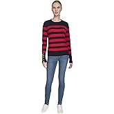 Nautica Womens Crewneck Stripe Long Sleeve Crewneck Sweater