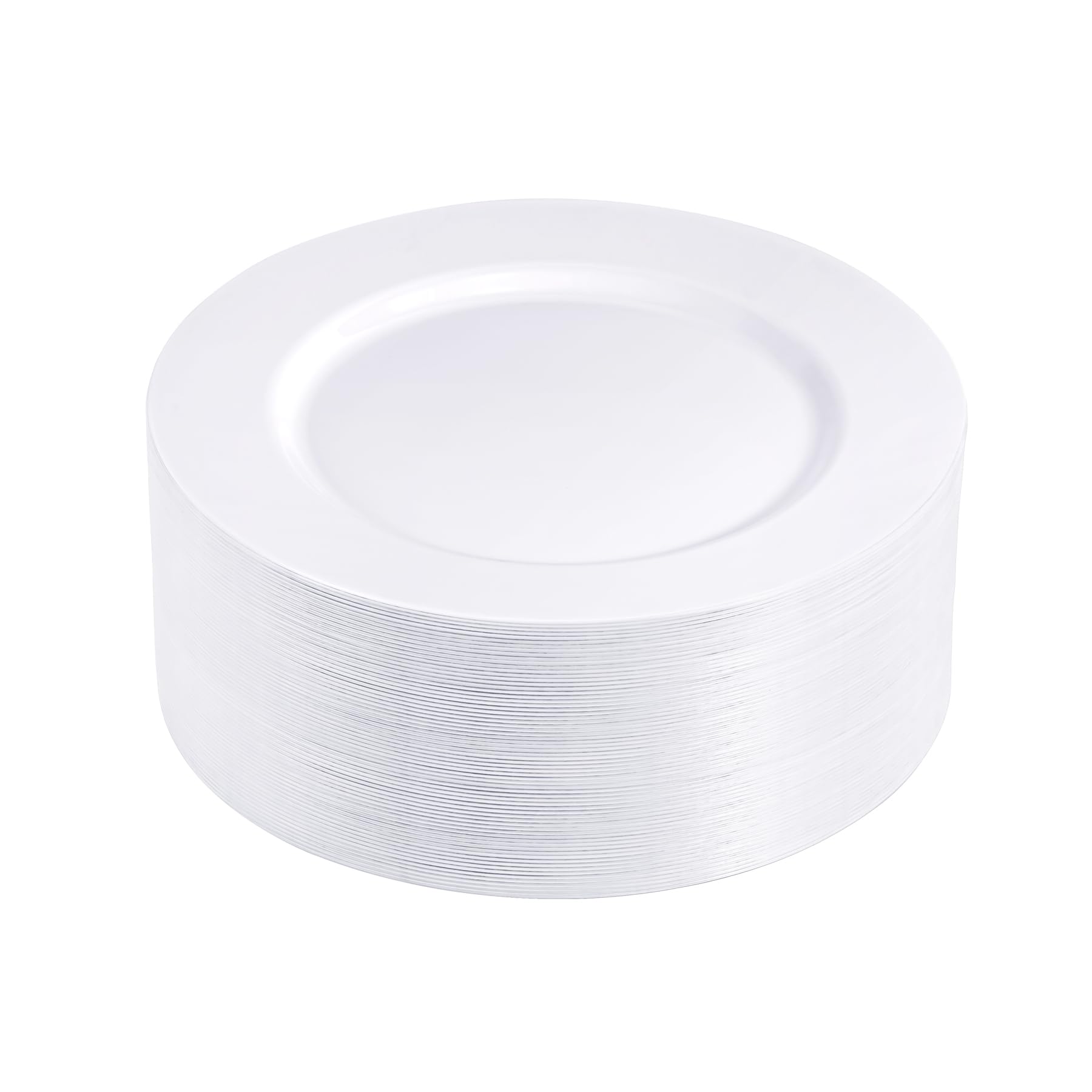Photo 1 of N9R 100PCS White Plastic Plates, 10.25inch Heavy Duty Plastic Disposable Plates, Premium Elegant Dinner Plates for Party