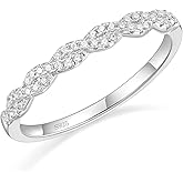EAMTI 925 Sterling Silver Wedding Band for Women Cubic Zirconia Twisted Rope Half Eternity Band Ring Size 3-13