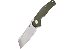 CJRB CUTLERY CJRB Crag Tactical Knife, Cleaver Pocket Folding Knife with Stonewash AR-RPM9 Steel Blade and G10 Handle for Men Outdoor, Survival, Camping and EDC (J1904R),Green