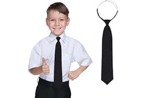 Mantieqingway Boys Tie Adjustable Pre-tied Cotton Kids Ties Solid Color Neckties for School Uniforms Party Graduation Wedding