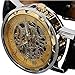 Voberry Classic Men's Leather Dial Skeleton Mechanical Sport Army Wrist Watch