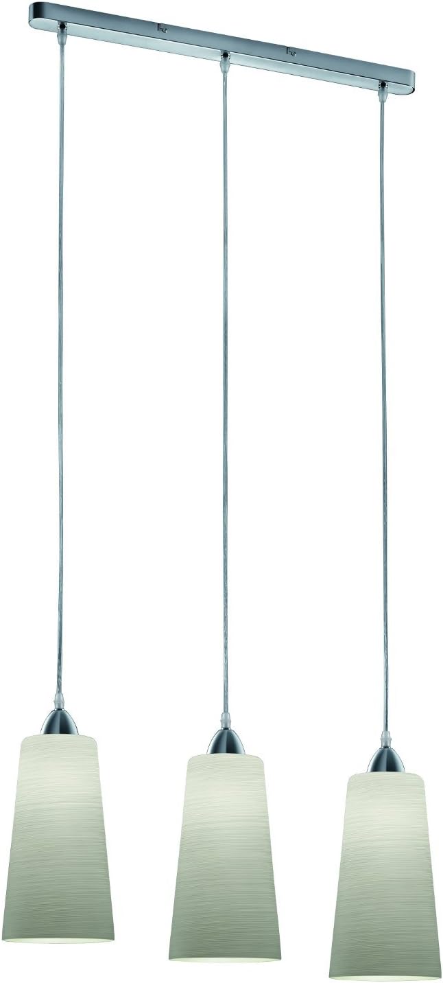 Reality Leuchten R30553011 Pendant Light Nickel Matte/Wiped White Glass / 3 x E27 Maximum 60 W/Light Bulb not Included/Width 60 cm Diameter 15 cm ABH Maximum 130 cm