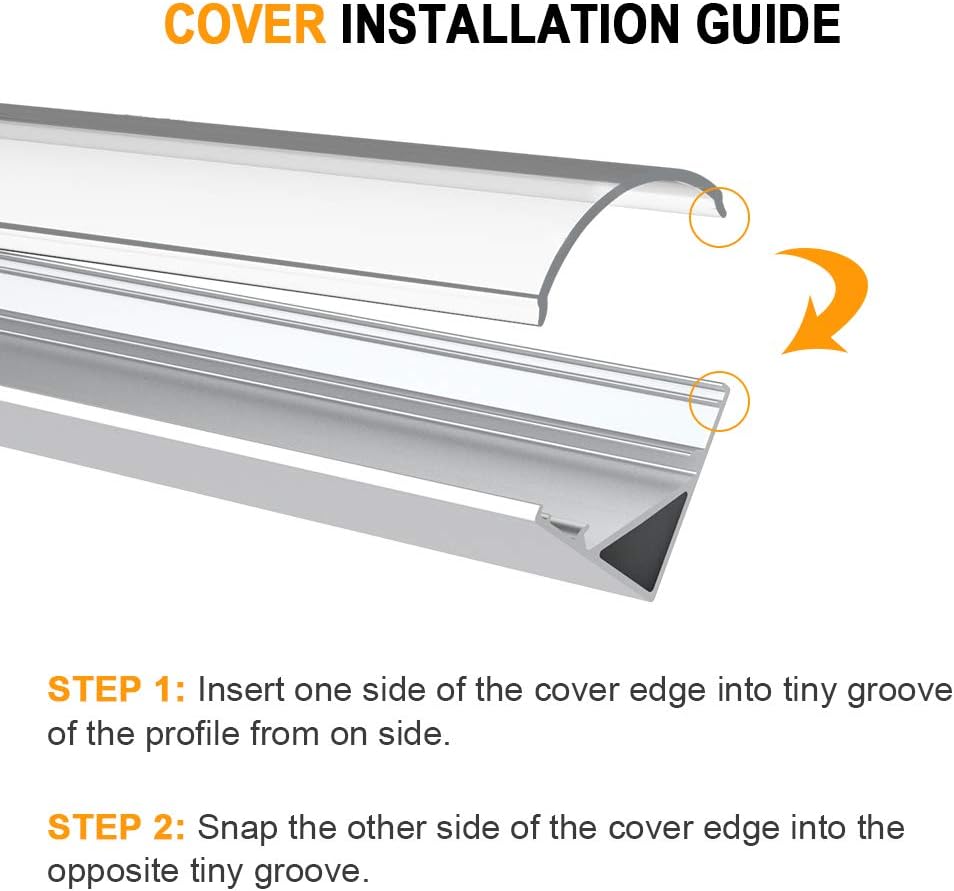 Chesbung 6 Pack 1Meter/3.3ft V-Shape Led Aluminum Channel, Aluminum Profile with Cover - Image 4