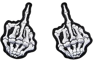 Antrix Patches for Jackets - 2 Pcs Skeleton Middle Finger Shirt Motorcycle Patches for Vests - Men Ghost Rider Club Clothes P