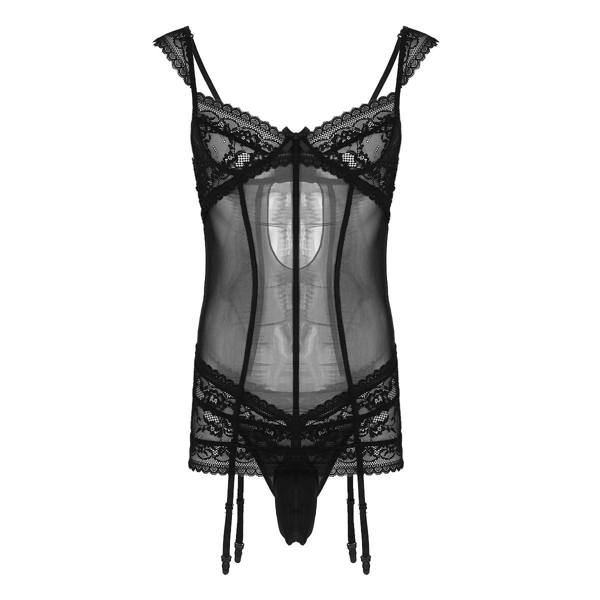 Men's Underwear One Piece Halter Lace Bodysuit Leotard Lingerie Pajamas