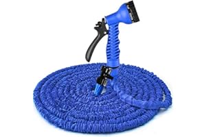 IOFLASK Garden Hose Water Pipe Expandable - 50FT Lightweight Water Hose with 7 Function Hose Nozzle, Outdoor Flexible Hoses Pipe for Watering Gardening, Blue