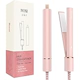 Mini Hair Straightener Travel Size, Small Flat Irons for Short Hair, Portable Flat Iron for Bangs(Pale Pink)
