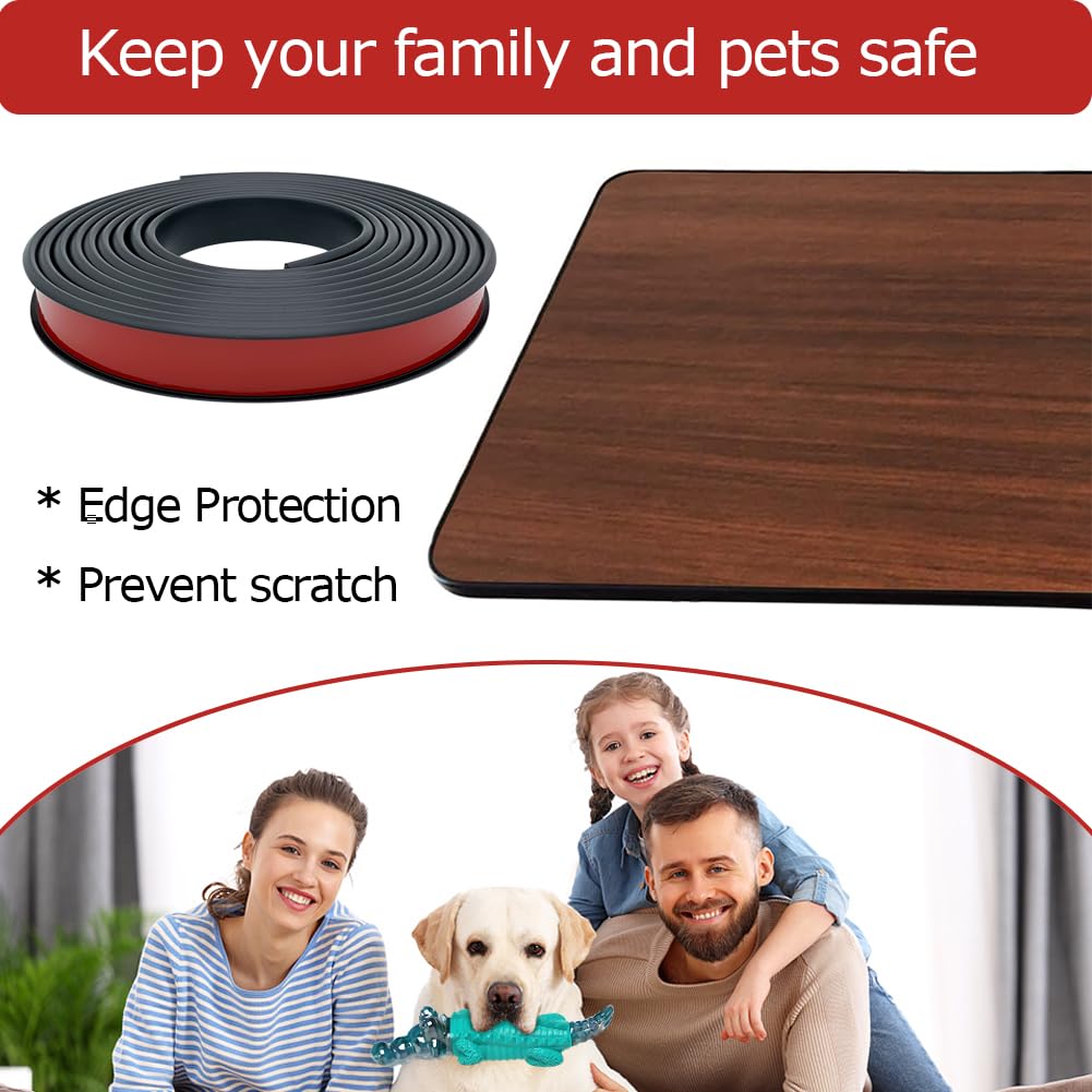 U Shape Plywood Edge Banding, Fit 3/4 inch Edge, Desk Edge Protector, Self-Adhesive Edge Trim for Veneer, Furniture, Countertop, Table, Sheet Metal, Black, 20Ft