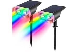 GAJYYFB Solar Spot Lights Outdoor Color Changing, 9 Lighting Modes 38 LEDs Solar lights Outdoor Waterproof, Auto On/Off Multicolor Solar Powered Landscape Spotlights for Garden Patio Yard Pool Tree, 2 Pack