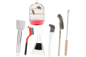 6pcs Bird Cage Cleaning Brush Tools Set, Multifunctional Birdcage Cleaner Accessory Supplies with Scraper Small Animal Cage R