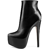 JOY IN LOVE Women's Platform Ankle Boots Zipper High Heels Shoes Short Booties