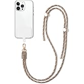 EKAX Adjustable Retainer Strap with Phone Tab, Universal Cell Phone Lanyard, Neck Hanging & Crossbody Strap, for Most Smartphone Cases, Keys & Work Permit, Easy Clip On & Off (Oak)