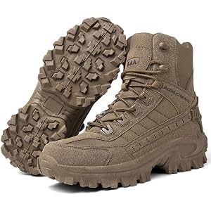 UNZHUO MAKE Men's Tactical Combat Boots: High-Top Lace-Up Outdoor Hiking and Mountaineering Boots Made of PU and Nylon